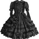 I-Youth Womens Gothic Lolita Dress Maid Princess Ruffles Skirts Bowknot Anime Party Cosplay Costumes (Small, Black)