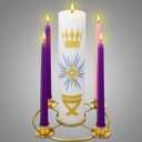 Christmas Advent Wreath Candle Holder with 5 Pillar and Taper Candles Celtic Advent Candleholder Calendar for Christian Prayer Xmas Candles Centerpiece Decorations Religious Church Gift (Gold)