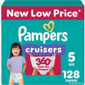 Pampers Diapers - Cruisers 360 - Size 5, 128 Count, Babyproof up to 100% Leakproof Pull-On Diaper