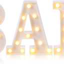 Mudder 3 Pieces Illuminated Marquee Bar Sign LED Letter Light Alphabet Letter Sign Battery Powered Night Light for Home Party Birthday Halloween Christmas Decoration(White)