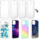 Clear DIY Phone Case Compatible with iPhone 12/12 Pro Mobile Phone Case | 4 Pieces, Transparent, 6.1 Inch, DIY Epoxy Resin, Anti-Slip, Including 2 Hard Shells, and 2 Soft Shells