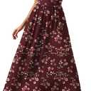 Gracyoga Women's Summer Dresses 2026 Short Sleeve Maxi Dress Casual V Neck Flowy Sundress with Pockets (Red, XL)