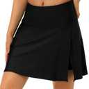 ANIVIVO Women's Swim Skirt Bathing Suit Bottom High Waisted Swim Skort Tummy Control Split Swimsuit Bottom with Pockets (Large, Black)