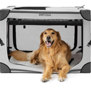 EHEYCIGA Collapsible Dog Crate 36 Inches, Portable Travel Crate for Large Dogs, Soft Foldable Pet Kennel with 4-Door Mesh Windows Indoor & Outdoor, Grey