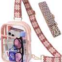 3 Pockets Clear Bag for Stadium Events with 2 Long Straps Sling Backpack Fanny Pack Concert Crossbody Purses for Women