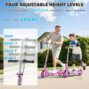 Scooters for Kids 8-12, Teens & Adults - Lightweight, Foldable, 8-Inch Big Wheels, Hand Brake & Bell, 4 Adjustable Height Levels, 240 lbs Max Load, Perfect for School, Campus and Park Rides, Pink