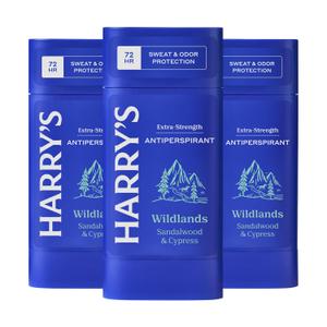 Harry's ExtraStrength Antiperspirant Deodorant, Sweat & Odor Control Antiperspirant for Men, Wildlands, 2.5 oz, Pack of 3