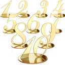 Yalikop 10 Pcs Table Numbers for Wedding 1-10 Reception Wedding Numbers Signs with Holder Elegant Mirror Table Number for Engagement Party Birthday Anniversary Event Catering(Gold)