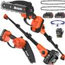 MAXLANDER 2-in-1 Cordless Pole Saw & Mini Chainsaw, 6 Inch Electric Pole Saws for Tree Trimming, 20V Battery Pole Saw with 2 Chains, 14ft Reach Pole Chainsaw(2PCS Battery and Charger Included) (Orange)