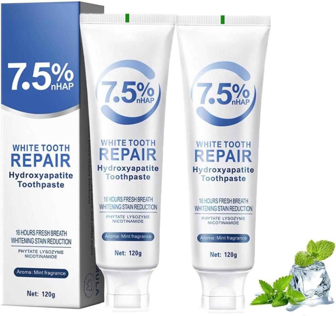 2 x 2Pcs Hydroxyapatite Toothpastes, Hydroxyapatite Toothpastes for Enamel Protection and Tooth Strengthening, Gentle Mint, Fresh Breath, Daily Use for Oral Health, 4.23oz