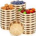 Sintuff 24 Pack Woven Basket Round Bamboo Gift Baskets Wicker Berry Bread Fruit Basket Empty Food Serving Baskets for Picnic Kitchen Restaurant (Small)