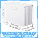 Dispowreath 12 Hanging File Folder with Acrylic Organizer for Desk Clear File Storage Box with Side Handles for Letter/ A4 Size 13.58'' x 5.5'' x 10.43'', Office Home Work Use