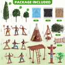 44 PCS Native American Indians Figures Toys Set, Plastic Figurine Toys Includes Indian Figurines, Trees, Moss, Sand, Stones for Kids Historical Education School Project Decoration Birthday Halloween