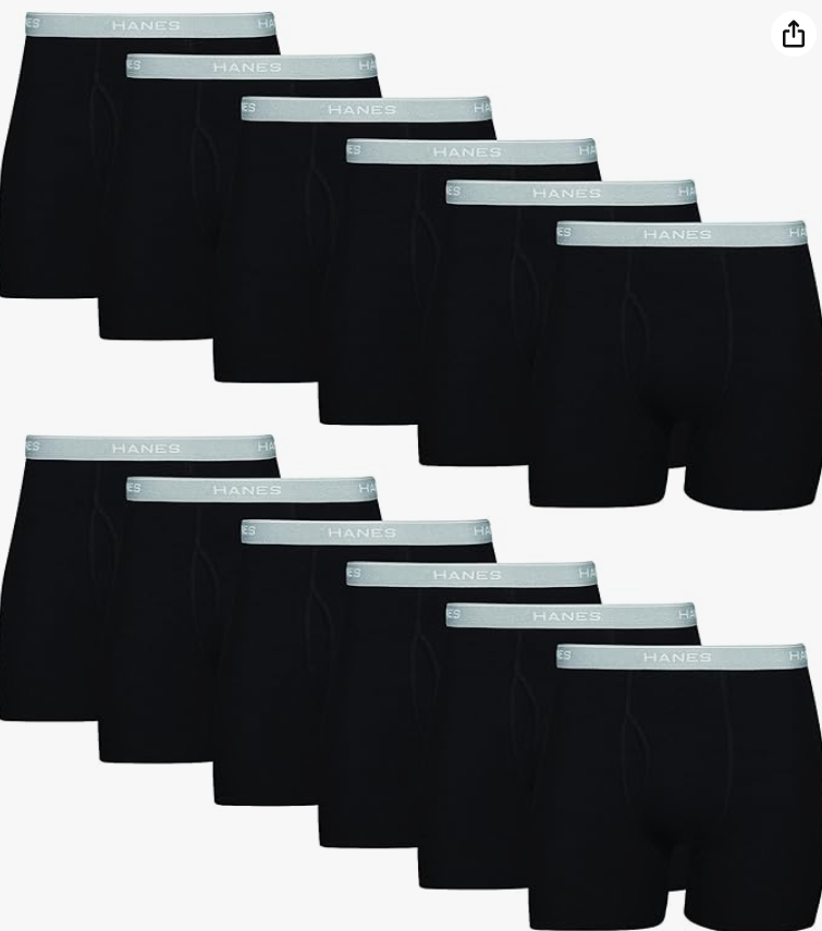 12pcs Hanes Men Hanes Boxer Briefs, Cool Dri MoistureWicking Underwear, Cotton NoRideup for Men