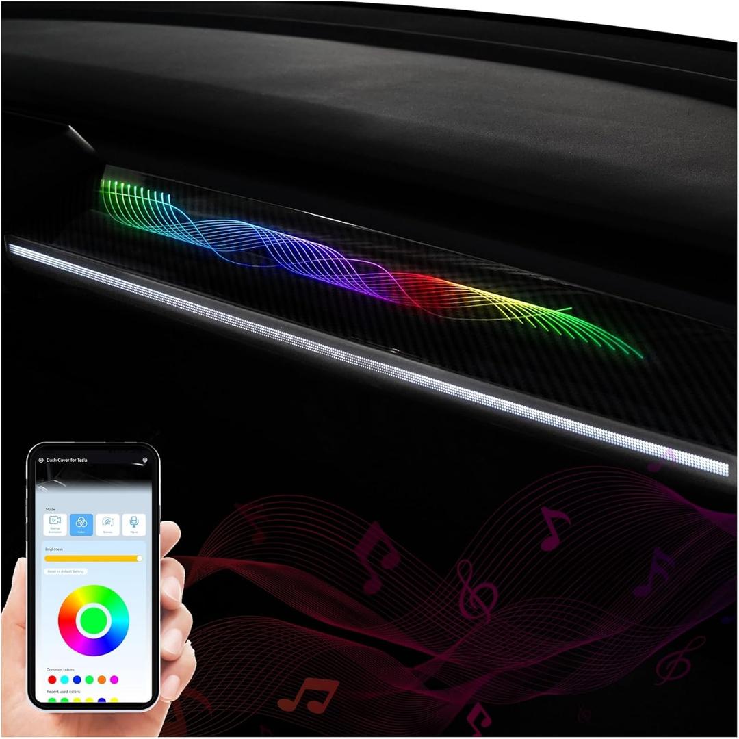 RGB Ambient Light for Tesla Model 3 & Model Y, LED Center Console Dashboard Neon Light with Storage Box for 2019-2022 Tesla Model 3/2021-2024 Model Y Accessories (Ribbon Flowing Style)