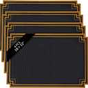 Drydiet 4 Pcs 18 x 12 Inch Bar Mat Non Slip Rubber Mat with Gold Border Durable Stylish Spill Cocktail Service Coffee Mats for Restaurants Barbershop Clippers Bartending, Black
