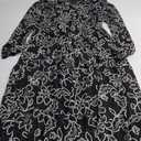 Simplee Women's Floral Boho Long Sleeve Maxi Dress V Neck Empire Waist Swing Flowy Wedding Guest Dress XL Black White Floral