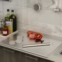 304 stainless steel cutting plate. Lipped stainless steel cutting board. Large cutting board suitable for meat, fruits, vegetables, bread, and baking. (Stainless Steel, 19.7"L x 15.7"W)