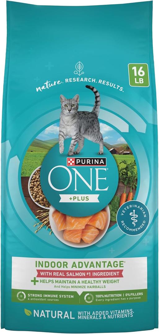 Purina ONE Indoor Advantage Weight Control Cat Food, Salmon, 16 lb Bag (EXP 12/01/27)