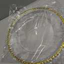 Dandat 100 Pcs 13 Inch Clear Round Charger Plates with Beaded Rim, Gold