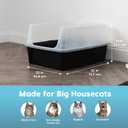 IRIS USA Cat Litter Box XX-Large Open Top with High Sided Walls Tall Scatter Shield Scoop Included Easy Clean Plastic Pan for Big Cats Kittens Multi-Cat Households 30"L x 20"W x 14"H Black
