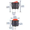 2 x VEXUNGA Round Rocker Switch 12Volt On/Off 3 Pin 2 Position Round Toggle switches AC 6A/250V 10A/125V KCD1 Red Black Mini Circle Switch for Rv Car Truck Boat (Pack of 10pcs)