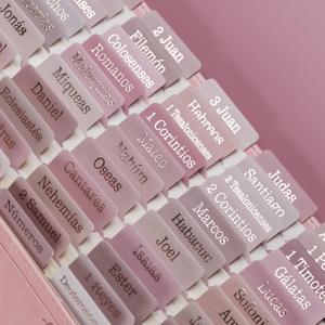 UPAFEXXI-Spanish Laminated Bible Tabs for Women and Men(Gold Foil Embossed Lettering) Pestaas de la Biblias, 80 Reposition Large Print tabs, Easy to Read and Apply(Pink)