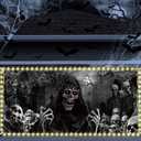 Preboun Halloween Garage Door Banner Cover with Grommets 6 x 13 ft Halloween Decorations Set Scary Skeleton Creepy Garage Door Decorations for Garage