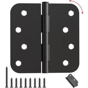Black Door Hinges 4 Inch, 3 Pack Matte Black Heavy Duty Door Hinges with 5/8" Radius, 4" Interior and Exterior Front Door Hinge for Home, Gate, Furniture, Residential Use