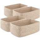 OIASKET 4 Pack Small Storage Shelf Baskets for Organizing, Mini Woven Rope Storage Bins for Towels, Cute Decorative Closet OrganizerBaby Nursery, Gift Empty Baskets -11.81''Lx7.87''Wx4.72''H'-Brown