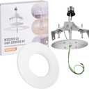 Upgrade R56 Recessed Can Light Conversion Kit, Ceiling Light Fixture, Pendant & Hanging Light, Fan Compatible, 7 Inch Flat Steel Ceiling Medallion, White