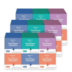 Amazon Basics Facial Tissue with Lotion, 2-Ply, 600 Count, 8 Packs of 75