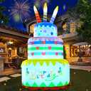DomKom [New] 6FT Inflatables Birthday Cake Outdoor Decorations with Candles,Build-in LED Magic Lights, for Happy Birthday Party Outdoor,Indoor,Garden Yard Lawn Decor