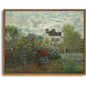 OIQArtOIQ Vintage Landscape Canvas Wall Art Framed Natural Scenery Painting Artwork Prints France Country Wilderness Farmhouse Decor Pictures Kitchen Bedroom Living Room Bathroom (8x10 in, Garden Green)