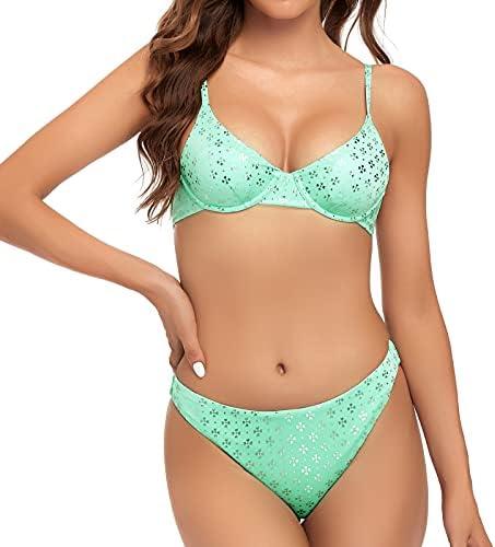 Edelqual Women's High Waisted Bikini Sets Tummy Control Swimsuit 2025 Collection Color Block Two Piece Bathing Suit (XS)