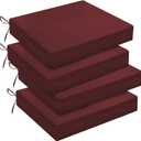 4 x downluxe Outdoor Chair Cushions Set of 4 for Patio Furniture, Water-Resistant Square Corner Patio Chair Cushions with Ties, High Density Foam Outdoor Seat Cushion, 18.5" X 16" X 3", Burgundy