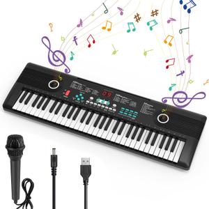 61 key keyboard Piano, Portable Electronic Digital Piano, Built In Dual Speakers, External Microphone, Power Plug, Rich Teaching Content, Multi-Functional Electronic Piano Suitable For Beginners