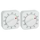 Square 60 Minute Mechanical Kitchen Timer, Easy to Use Visual Cooking Timer with Strong Magnet and Loud Alarm, Manual Countdown Timer for Classroom, Home, Study and Cooking (2 Pack)