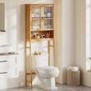 BAMBANG Over The Toilet Storage Cabinet, Bamboo Bathroom Over Toilet Storage Organizer with Adjustable Shelves and Double Doors, Above Toilet Storage Cabinet (Natural)
