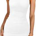 oten Women's Sexy One Shoulder Ruched Bodycon Sleeveless Mini Cocktail Club Party Short Dresses, Small