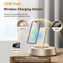 Alarm Clock with Wireless Charging Station, Clock for Bedroom with Dimmable Night Light Bluetooth Speaker, Wireless Charger Dock Station for iPhone 17 16 15 14 13 12 Pro Max, Apple Watch