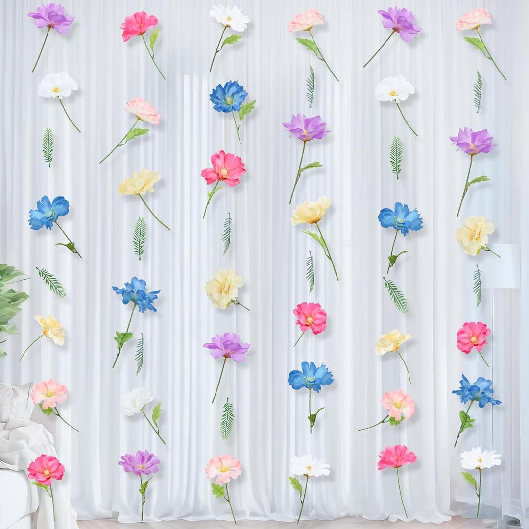 K KUMEED 6 PCS Wildflowers Artificial Flowers Decorations,Hanging Flowers Garland with Hooks Spring Wild Flowers for Wedding Party Background Birthday Baby Shower Home Birthday Decorations