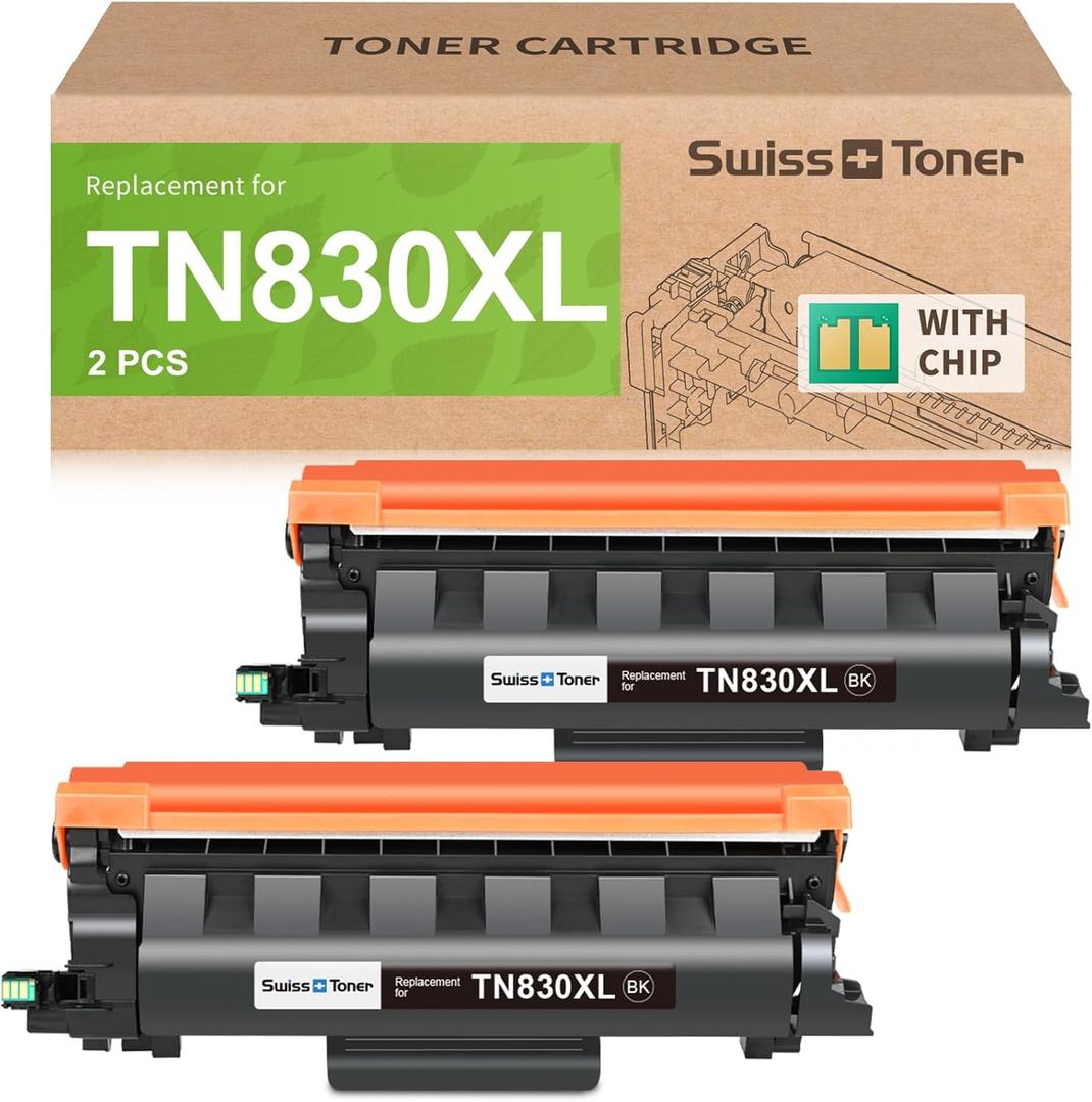 Compatible TN830XL TN830 TN830 XL TN-830 TN-830XL Toner Cartridges Replacement for Brother DCP-L2640DW HL-L2460DW L2480DW MFC-L2820DW XL HL-L2405W HL-L2400D 2465DW Printer, 2 Pack Black