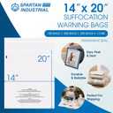 Spartan Industrial - 14 X 20 (100 Count) Self Seal Clear Poly Bags with Suffocation Warning for Packaging, Clothes & Shipping - Permanent Adhesive