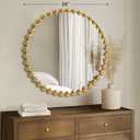 Madison Park Round Mirror, Metal Frame Circle Mirror 36 inch, Wall Art Decor Mounted Hanging for Entryway, Bathroom, hallway, Living Room, Vanity, Marlowe, Gold