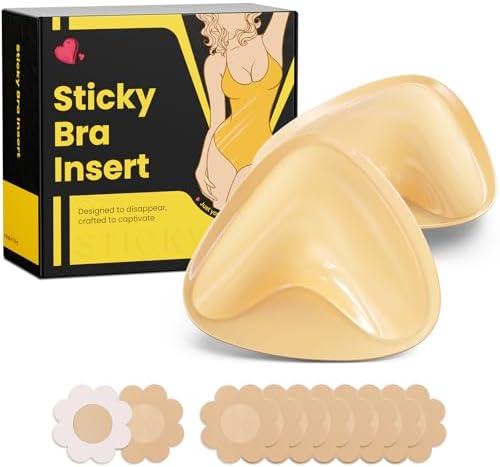 DesirTop Double Sided Sticky Bra Push Up, Invisible Bra Pad Inserts for large breasts, Adhesive Bra for Bikini Swimsuit, M