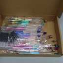 Crtiin 100 Pieces Plastic Beadable Pen Bulk Kit 50 Bead Ballpoint Shaft Black Ink Beaded Pens with 50 Refills for DIY Making Gift Kids Students Office School Supplies(Electroplated Gradient Color)