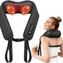 TISSCARE Neck Massager for Pain Relief Deep Tissue with 2 Heat Levels, Hands-Free Shiatsu Kneading Back Massager for Shoulder & Whole Body, Plug-in for Home Office Car, Ideal Gift for Women Men (Glossy Black)