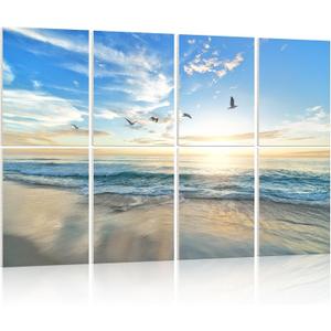 Acoustic Panels Soundproof Wall Panels: Sound Absorbing Wall Art Sound Proofing Padding for Recording Studio Acoustical Treatments 8 Pack 12x16" (Beach)