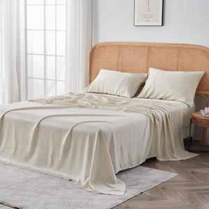 Sijo AiryWeight Tencel Sheet Set, 100% Lyocell Derived from Eucalyptus, Buttery Soft, Architectural Digest 2022 Best Cooling Sheets Winner - 4pc - 2 Pillowcases 1 Fitted 1 Top (Fog, King)